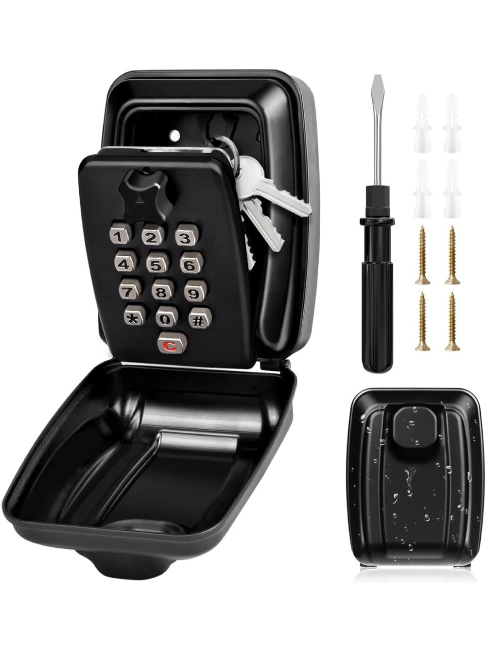 New Open Box Key Lock Box for Outside, Sturdy Waterproof Wall Mount Lock Box
